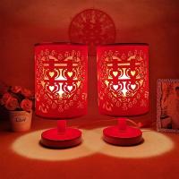 简约双喜结婚台灯卧室床头灯浪漫婚房装饰灯红色一对庆婚灯长明灯