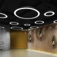 led圆形圆环吊灯创意个性办公室店铺大堂工业风圆圈工程环形吊灯