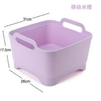 家用厨房洗菜篮子塑料水槽沥水篮洗菜盆洗水果篮厨房收纳筐洗碗槽|紫色