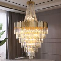 楼梯灯长吊灯欧式复式楼大吊灯别墅旋转客厅轻奢水晶吊灯现代简约