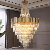 楼梯灯长吊灯欧式复式楼大吊灯别墅旋转客厅轻奢水晶吊灯现代简约