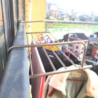 室外晾衣架伸缩凉台置物架外置窗台晒鞋架不锈钢伸缩阳台外可收缩|不锈钢款可伸缩87-160cm宽43