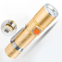 迷你小手电筒强光led多功能超亮变焦远射usb充电防身防水家用手电