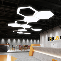 led六边形蜂巢造型灯健身房网咖办公室吊灯商场店铺工业风吊灯具