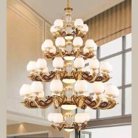 欧式吊灯客厅多层挑高水晶中空大厅吊灯别墅跃层复式楼客厅大吊灯