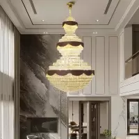 复式楼水晶大吊灯欧式别墅客厅吊灯豪华酒店大堂楼中楼灯具餐厅灯