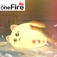 萌猫咪硅胶小夜灯拍拍灯可充电式卧室床头儿童睡眠台灯生日礼物灯