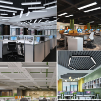 办公室吊灯led长条灯店铺商用吊线简约现代超亮灯具长方形吸顶灯