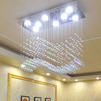 餐厅吊灯长方形水晶吊灯饭厅吊灯led灯具餐厅现代隔断吧台吊灯