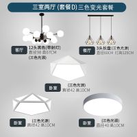 北欧网红吊灯客厅灯具套餐现代简约创意个性灯具灯饰卧室餐厅灯|D款三室两厅套(三色变光) 上门安装