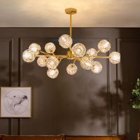 后现代吊灯全铜轻奢简约北欧客厅餐厅卧室水晶灯具灯饰分子灯大气