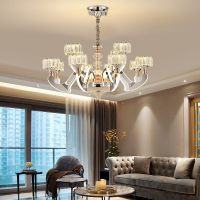 客厅吊灯现代简约轻奢餐厅卧室灯拔插式灯臂发光吊灯家用水晶灯