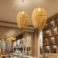 中式餐吊灯茶楼禅意竹艺竹编田园客厅饭店阳台日式灯笼榻榻米灯具