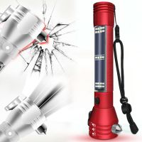 户外强光手电筒闪灯太阳能充电多功能声光消防应急救援车用安全锤