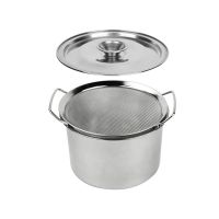 不锈钢密孔洗菜洗米洗芝麻淘小米盆沥水篮过滤网油炸网淘小米神器|6寸双耳篮+16cm味盅+盖子偏小