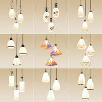 led餐厅吊灯现代简约饭厅灯美式直圆盘三头吧台吊灯创意餐桌灯具