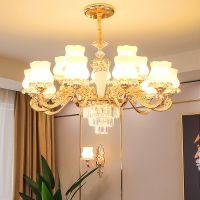 欧式吊灯2020年新款水晶餐厅灯具 现代简约大气玉石简欧客厅吊灯
