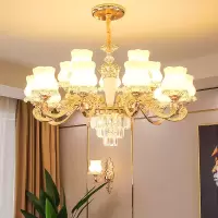 欧式吊灯2020年新款水晶餐厅灯具 现代简约大气玉石简欧客厅吊灯