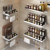 304不锈钢厨房置物架壁挂式免打孔调味料收纳架挂架刀架厨房大全