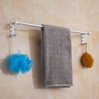 卫浴挂件太空铝挂毛巾架杆浴巾架浴室挂架卫生间免打孔置物架壁挂|打孔安装 80CM折叠双层毛巾架