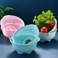 北欧风双层塑料沥水篮厨房洗菜筐淘米篮水果盆水果盘收纳篮洗菜盆|绿色 大中小6件套(加厚)