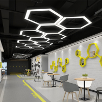 led六边形吊灯蜂巢造型灯办公室健身房网咖店铺六角灯工业风灯具