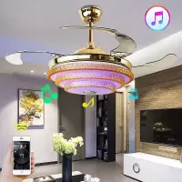 隐形风扇吊灯具客厅灯led餐厅吊卧室家用现代带电风扇的吊灯 变频