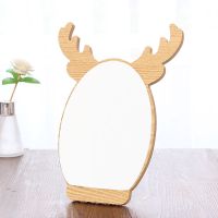 ins镜子女创意木质高清台式化妆镜子女折叠网红初中生宿舍美容镜|小鹿款 单个化妆镜[没有涂鸦笔]