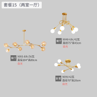 北欧灯具简约现代风格客厅吊灯led餐厅卧室灯饰全屋套装套餐组合|套餐15[两室一厅]白光