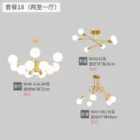 北欧灯具简约现代风格客厅吊灯led餐厅卧室灯饰全屋套装套餐组合|套餐18[两室一厅]白光