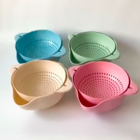 厨房用品小百货神器洗菜盆沥水篮洗菜篮子漏盆子洗菜神器滤水果篮|双层单色旋转沥水篮(混装) 三个装(颜色备注)