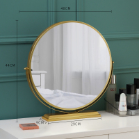 led智能化妆镜三色梳妆镜补光圆形镜子台式大号北欧桌面触摸屏|40不带灯旋转高清镜金色