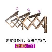 阳台外伸缩晾衣架户外推拉晒衣架折叠晒被架室外晾衣架晾衣杆|香槟色(自己安装) 标准3.5米三杆