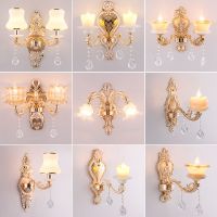 欧式壁灯水晶玉石壁灯锌合金壁灯卧室床头灯温馨客厅过道走廊灯具