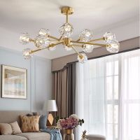 后现代吊灯全铜轻奢简约北欧客厅餐厅卧室水晶灯具灯饰网红分子灯