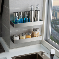 不锈钢厨房调味品置物架调料架壁挂免打孔墙上挂架收纳架