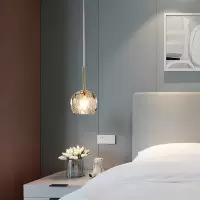 水晶卧室床头吊灯北欧轻奢后现代餐厅吧台小吊灯现代简约吊线灯