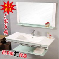 卫浴挂墙式洗脸盆洗手盆洗面盆钢化玻璃盆陶瓷盆浴室柜组合台上盆