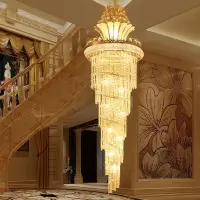 欧式复式楼大吊灯楼梯中空客厅水晶灯具美式别墅楼中楼餐厅灯灯饰
