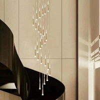 楼梯长吊灯现代简约别墅大气北欧客厅创意个性旋转loft复式楼吊灯