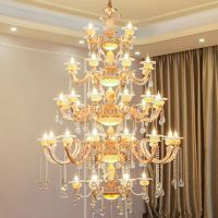 欧式复式楼大吊灯别墅酒店美式水晶客厅挑空中空楼中楼中式餐厅灯