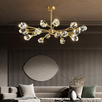 轻奢北欧全铜冰山吊灯客厅简约现代卧室水晶吊灯餐厅网红分子灯