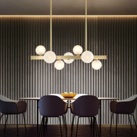 餐厅吊灯现代简约全铜轻奢吧台灯创意魔豆灯长条饭厅餐桌北欧灯具
