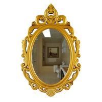 欧式浴室卫生间洗手台镜美容院床头雕花镜复古梳妆台镜子壁挂墙仿|a金色 小号