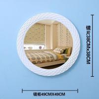 欧式浴室镜壁挂美容院贴墙镜卧室卫生间化妆镜梳妆台镜墙壁装饰镜|白色纯圆形镜子 其他