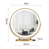 大号智能ins网红led化妆镜带灯台式桌面北欧宿舍补光梳妆镜子美妆|金色45智能蓝牙音乐旋转镜需要黑色白色备注