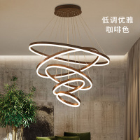 客厅吊灯 现代简约led环形复式楼梯大吊灯大气圆形餐厅灯北欧灯具