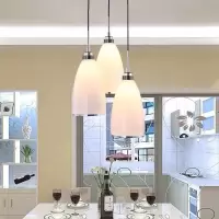 led餐厅吊灯现代简约饭厅灯美式直圆盘三头吧台吊灯创意餐桌灯具