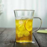 玻璃杯玻璃杯茶杯过滤泡茶杯耐热子男女士茶杯带把家用花办公水杯|350ml喇叭口单杯