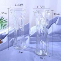 鲜花插花瓶透明简约富贵竹百合大号六角水培花瓶玻璃花瓶家用客厅|(30六角竹叶款+郁金香) 大